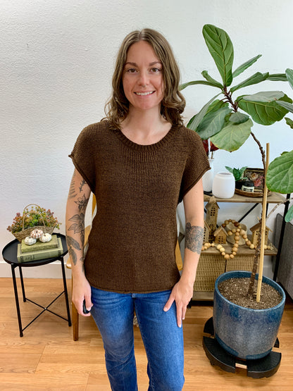 Chocolate Brown Relaxed Knit Top