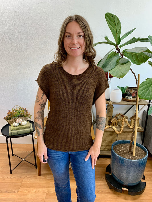Chocolate Brown Relaxed Knit Top