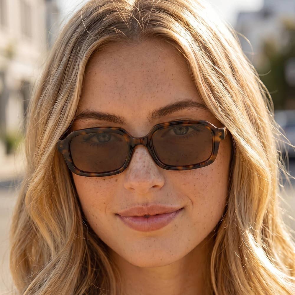 Retro Rectangle Frame Uv400 Sunglasses