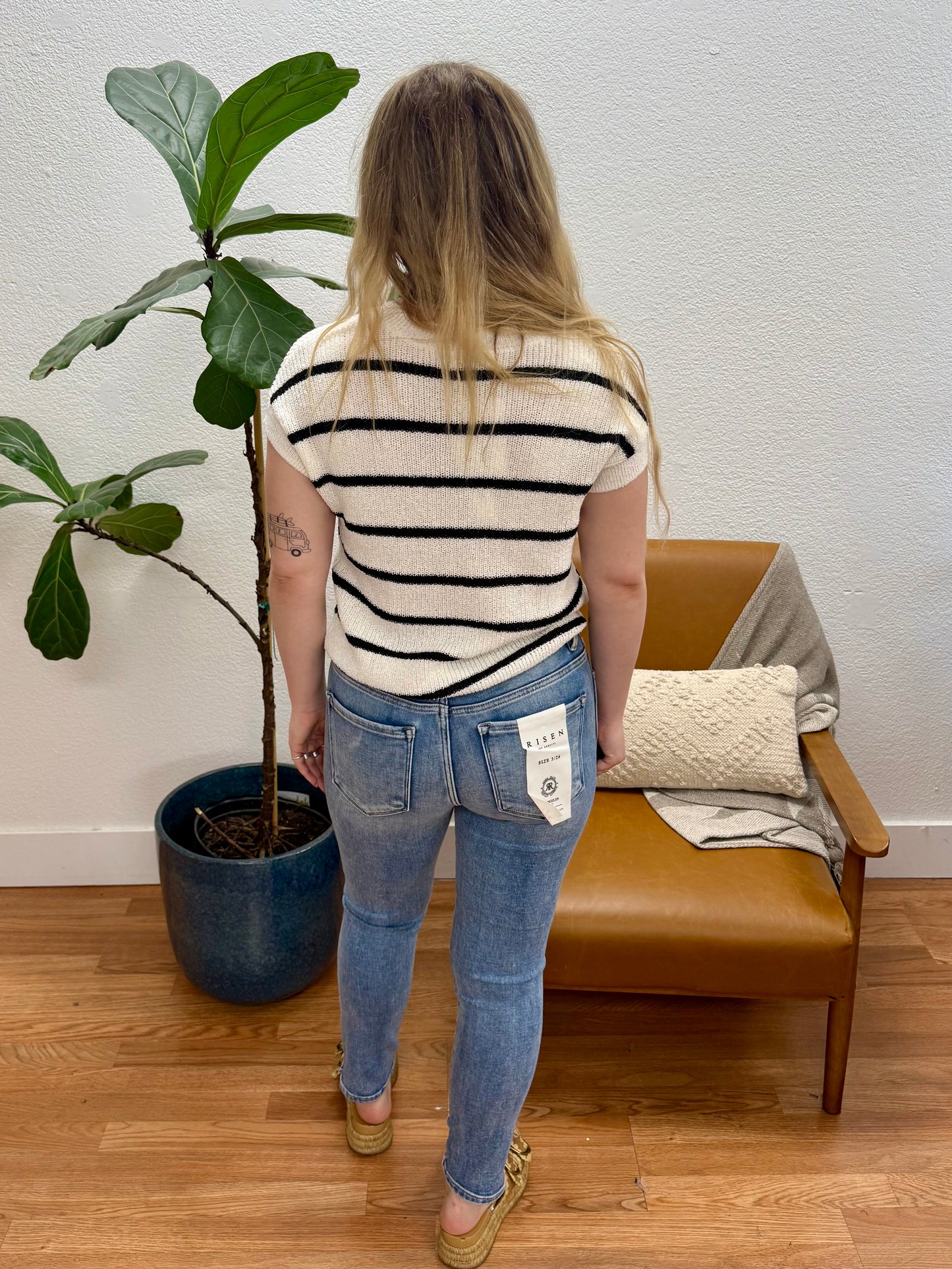 RISEN Medium Mid Rise Slit Jeans