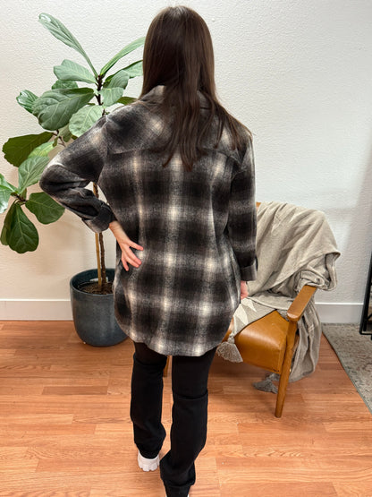 Black Plaid Shirt Jacket