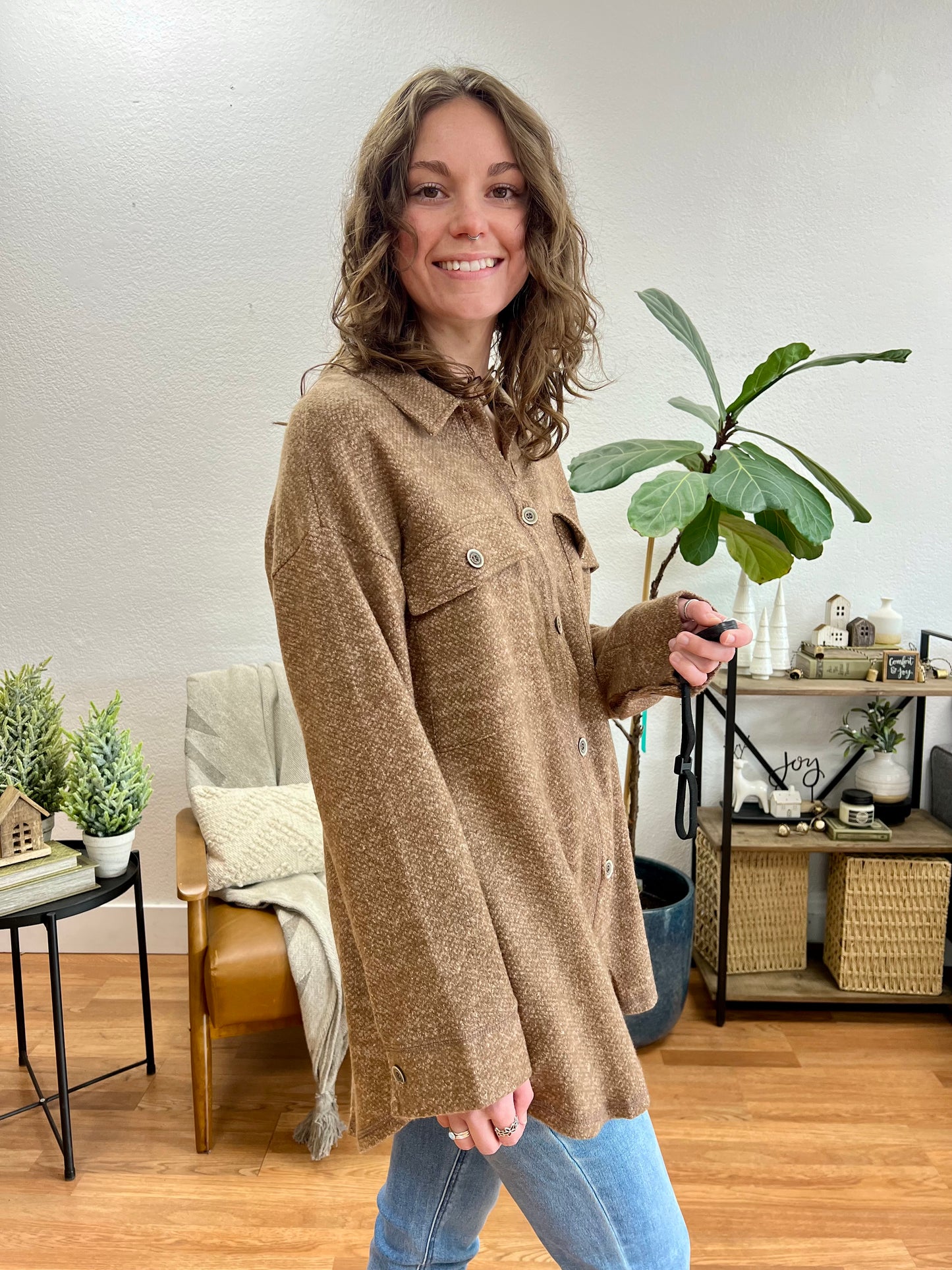 Brown Soft Everyday Shacket