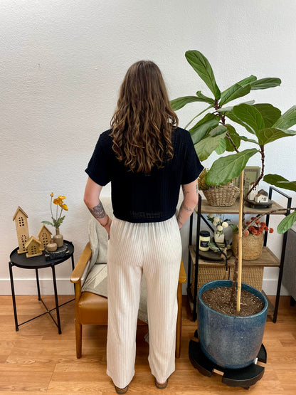 Natural Pinstripe Linen Pants