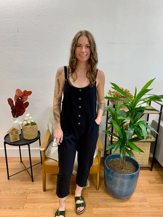 Black Relaxed Overalls