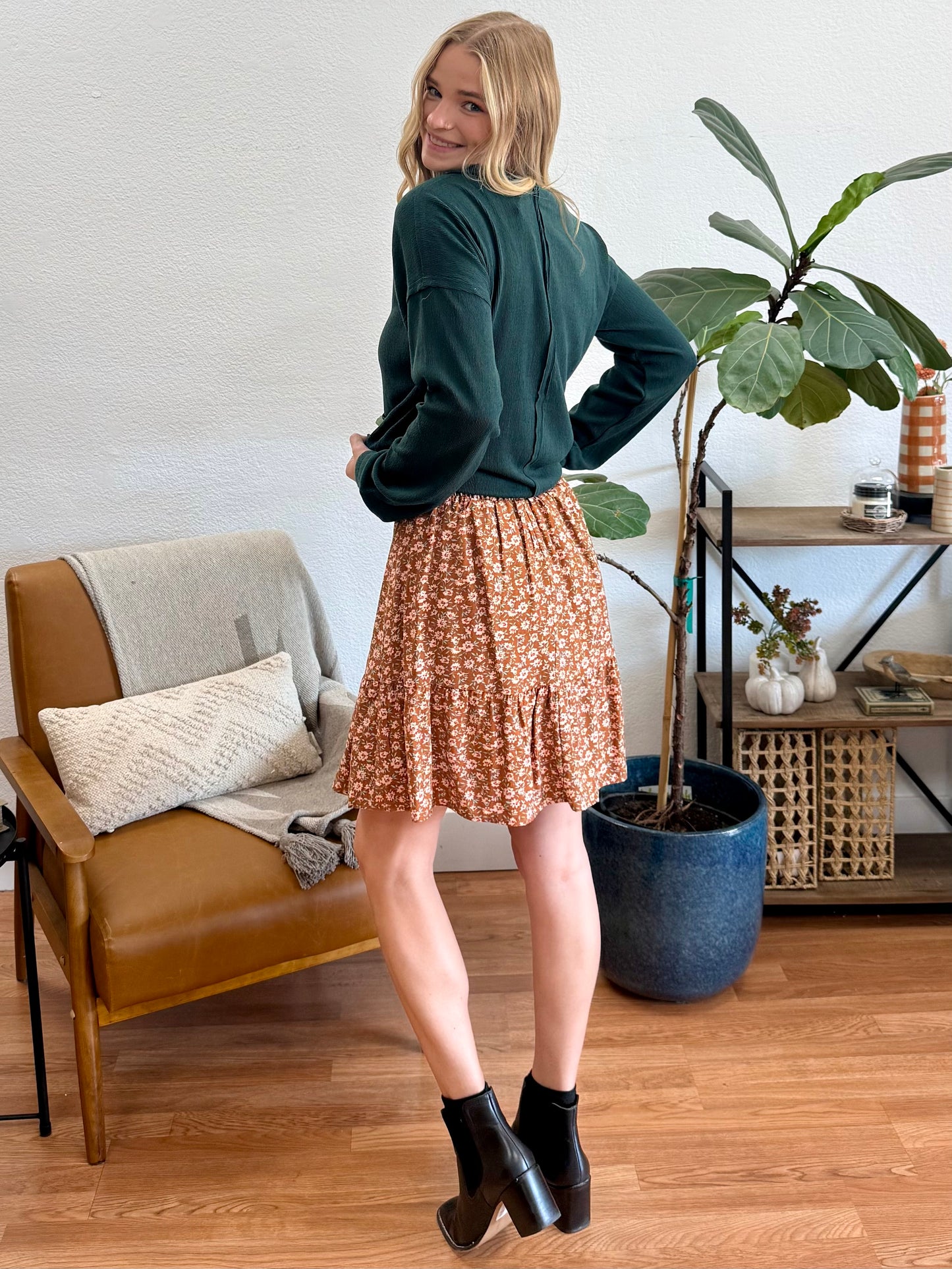 Ditsy Mocha Skirt