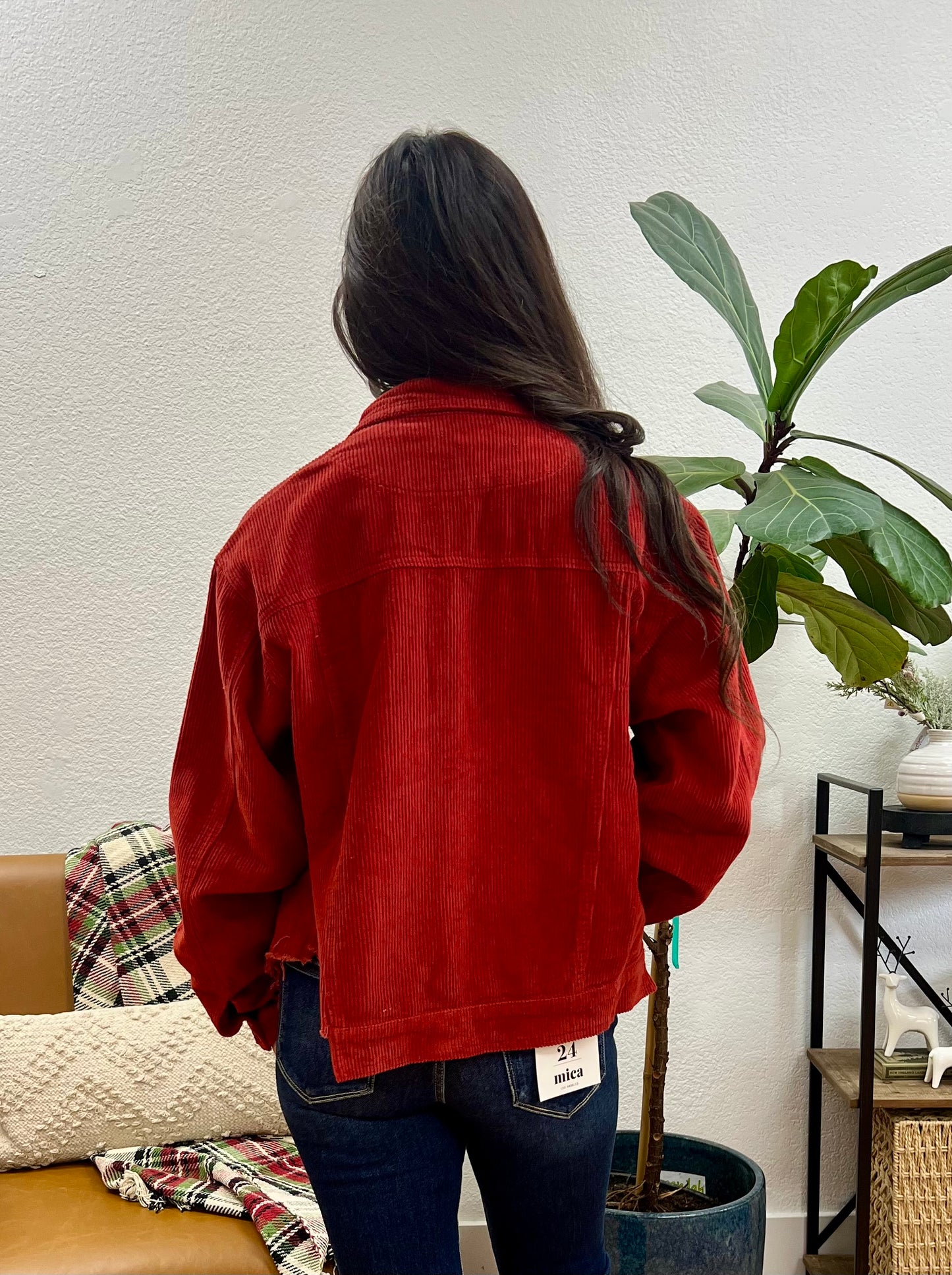 Brick Corduroy Distressed Jacket