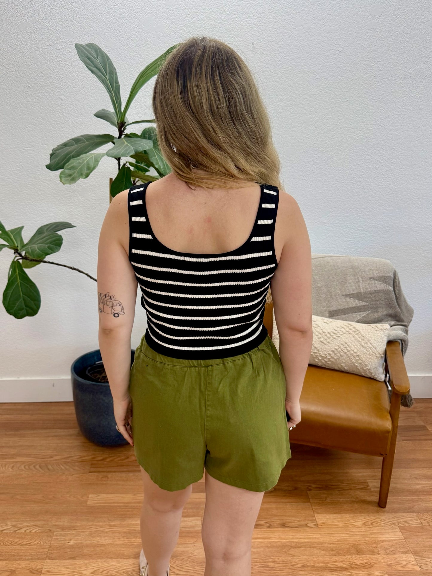 Black Stripe Sweater Knit Tank