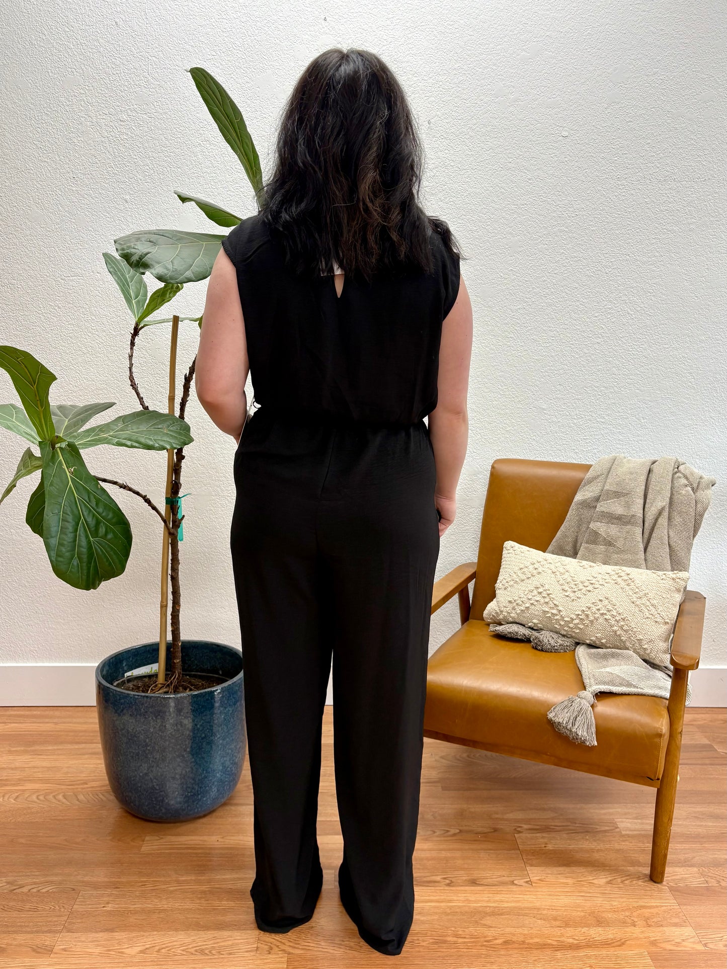 Black Whispers in the Air Wrap Jumpsuit
