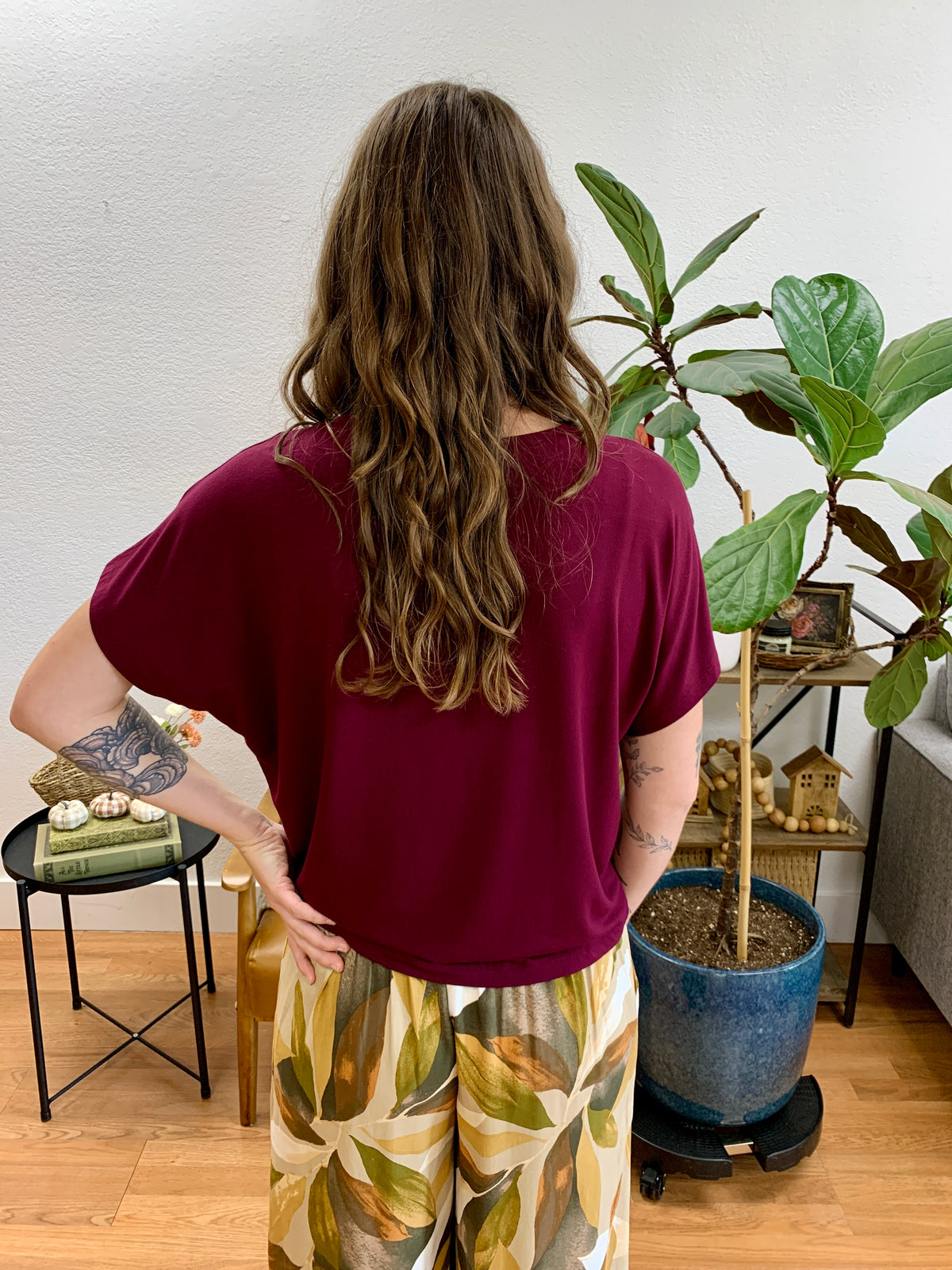 Wine Soft Dolman Tee