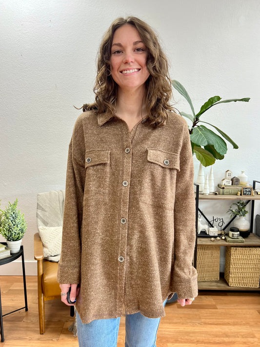 Brown Soft Everyday Shacket