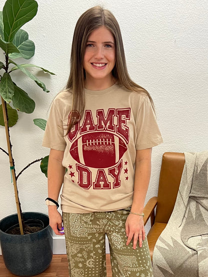 Tan Game Day Football Graphic Tee