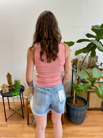 Mica Light Blue Ivy High Rise Shorts