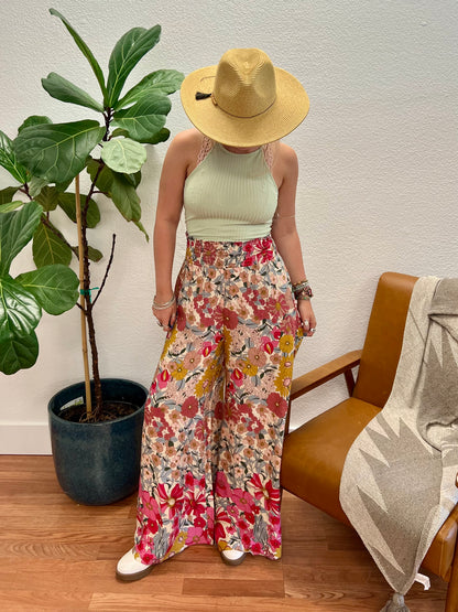 Bold Floral Flare Pants