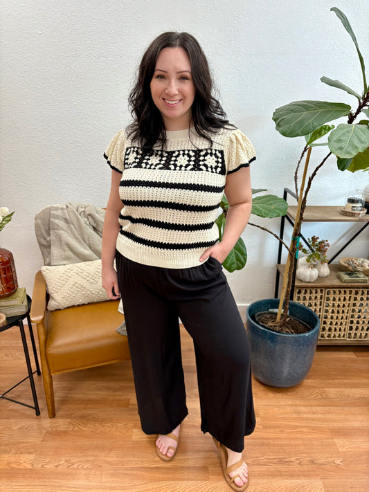 Black High Waist Woven Pants