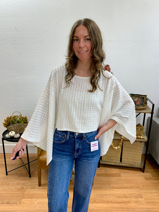 White Kimono Sleeve Top