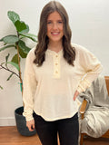 Stone Waffle Knit Henley