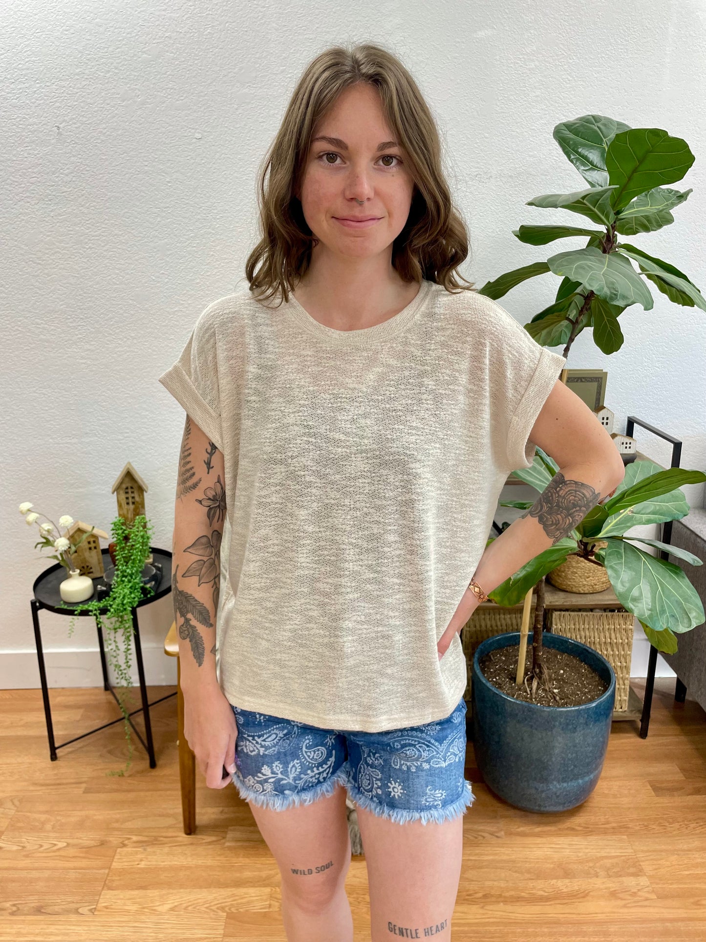 Sand Beige Hacci Slub Tee