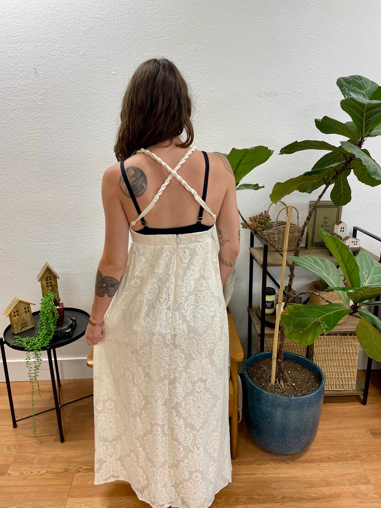 Natural Cross Back Maxi Dress