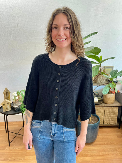 Black Short Sleeve Cardigan