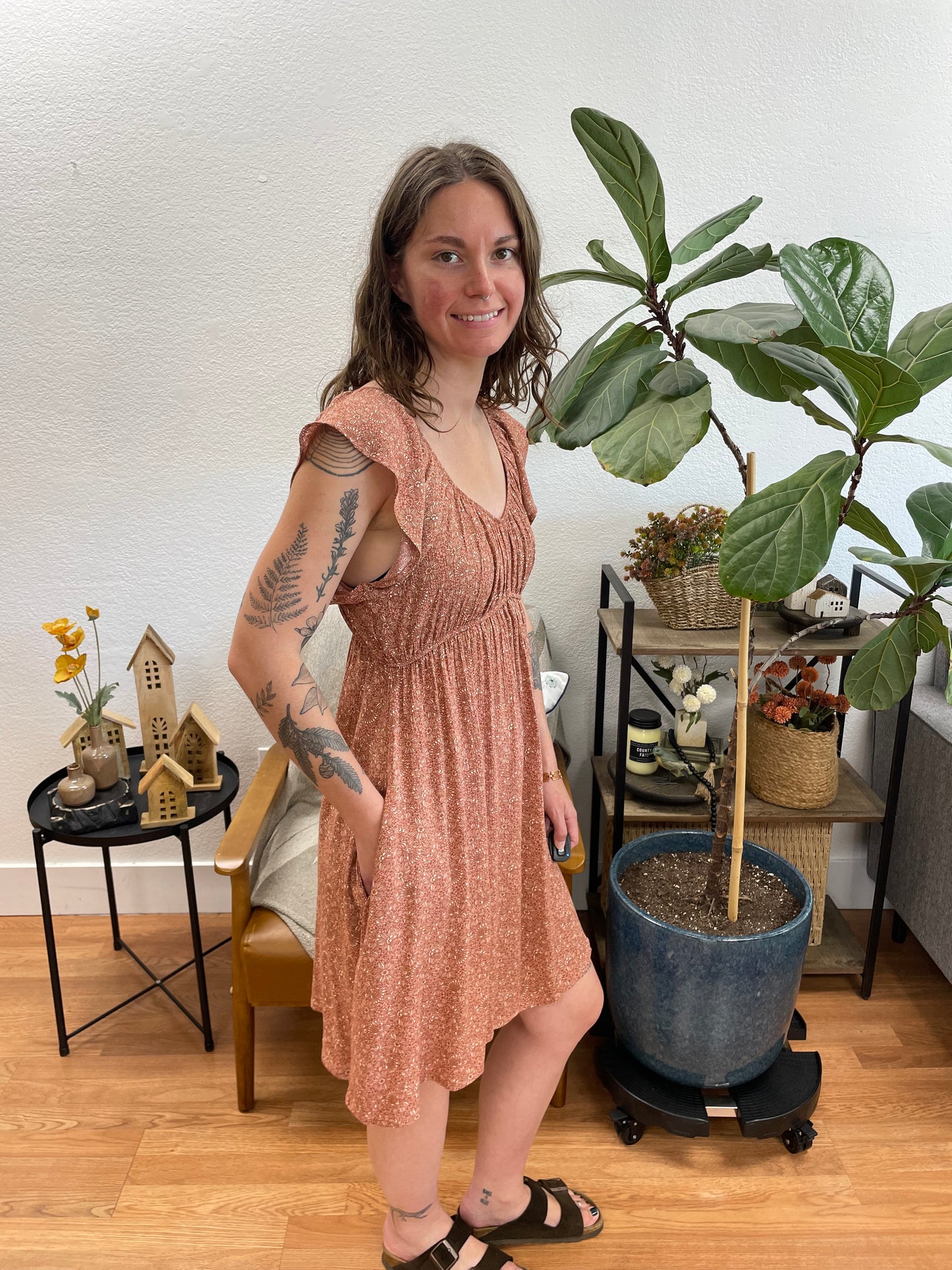 Coral Floral Dress