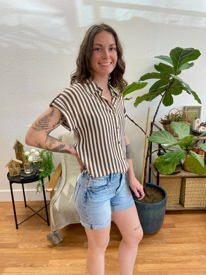 RISEN Light Wash Cuffed Shorts