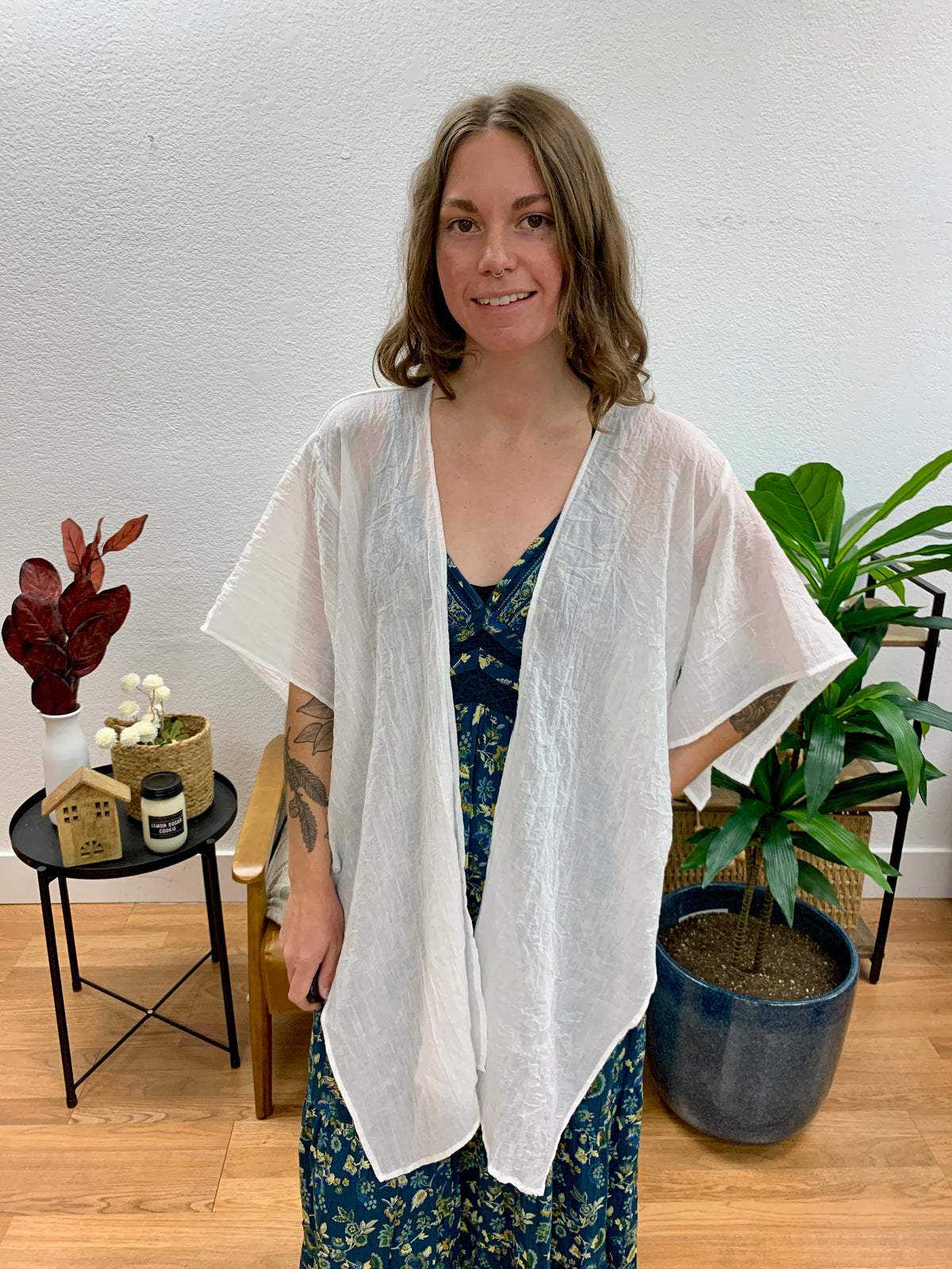 Off White Linen Blend Cardigan