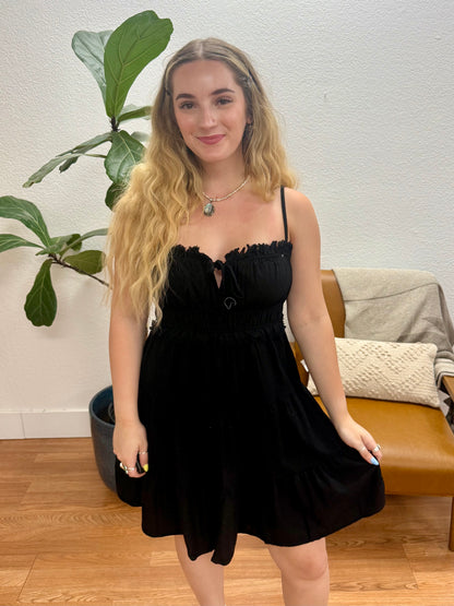 Black Ruching Cami Dress