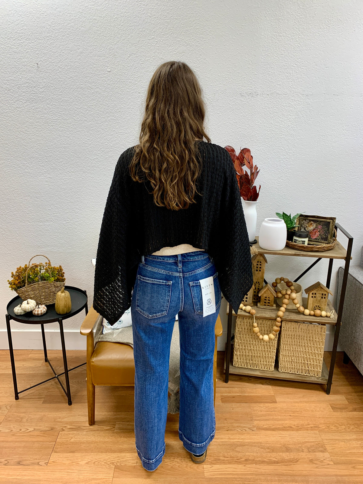 Risen Dark Wash Ankle Wide Leg Jeans