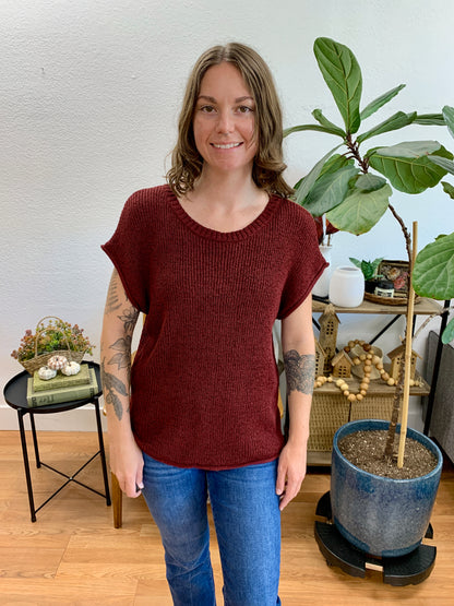 Burgundy Relaxed Knit Top