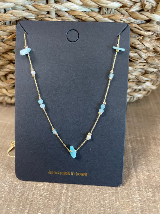 Blue Stone Chip Necklace