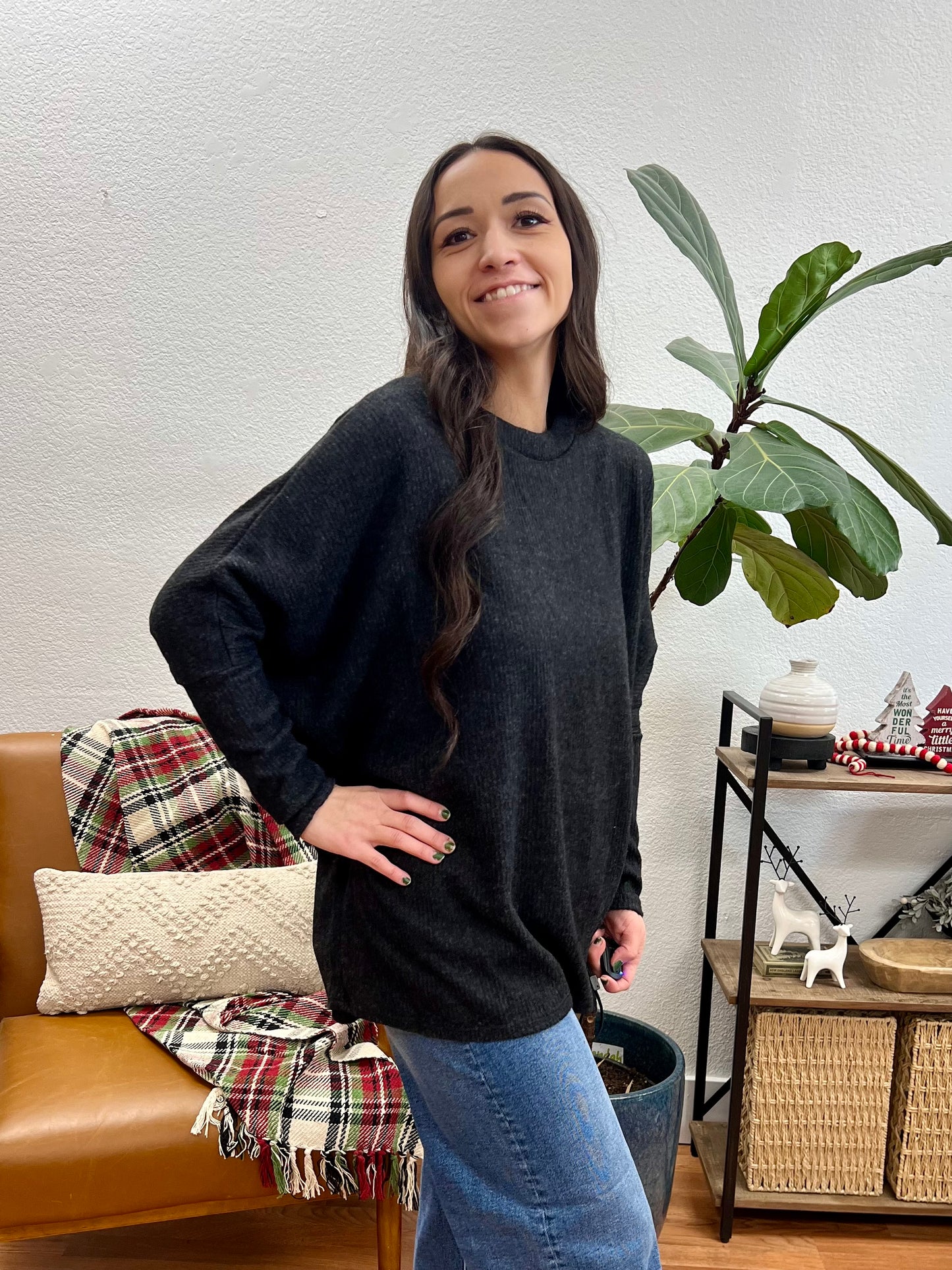 Charcoal Soft Dolman Sweater