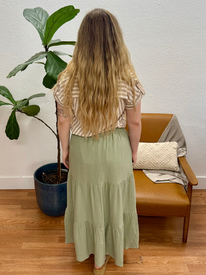 Sage Tiered Maxi Skirt