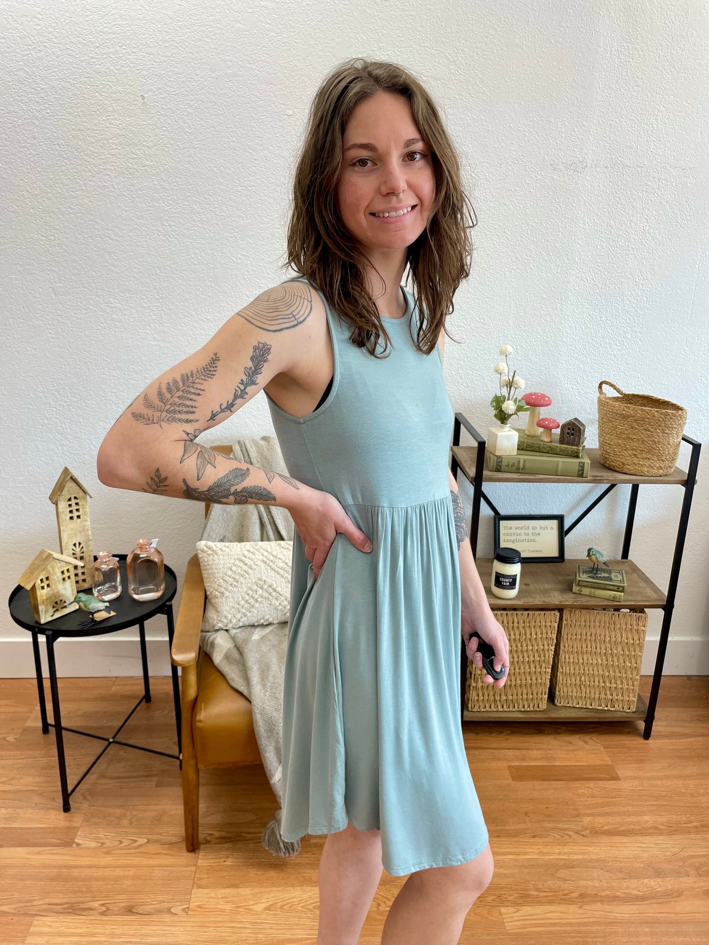 Blue Sage Jersey Swing Dress