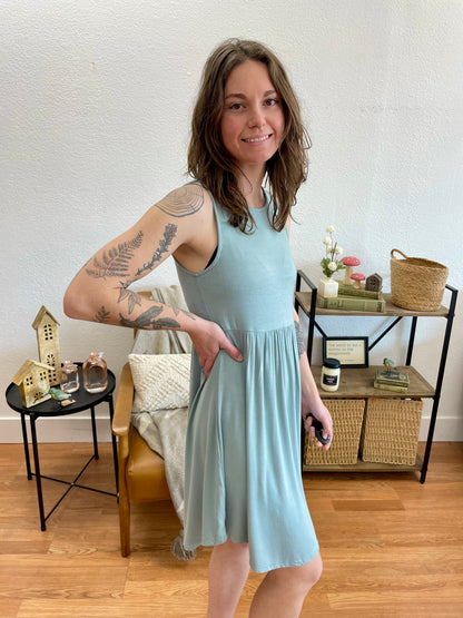 Blue Sage Jersey Swing Dress