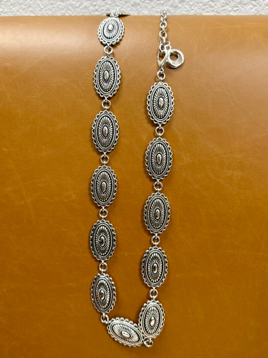 Antique Silver Oval Chain Belt