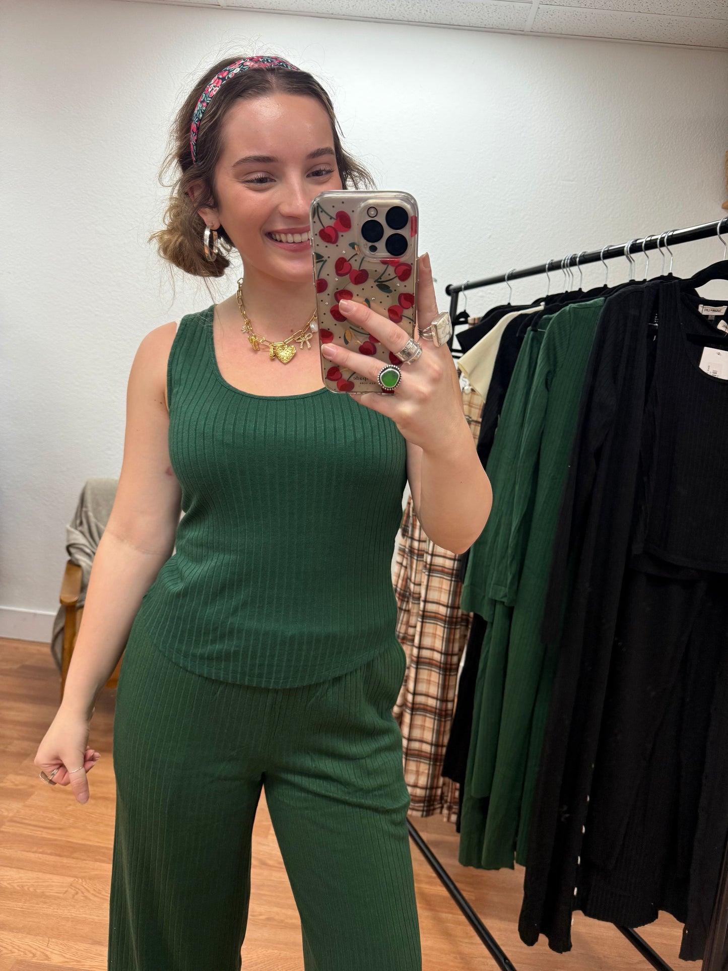 Hunter Green Ribbed Tank Top