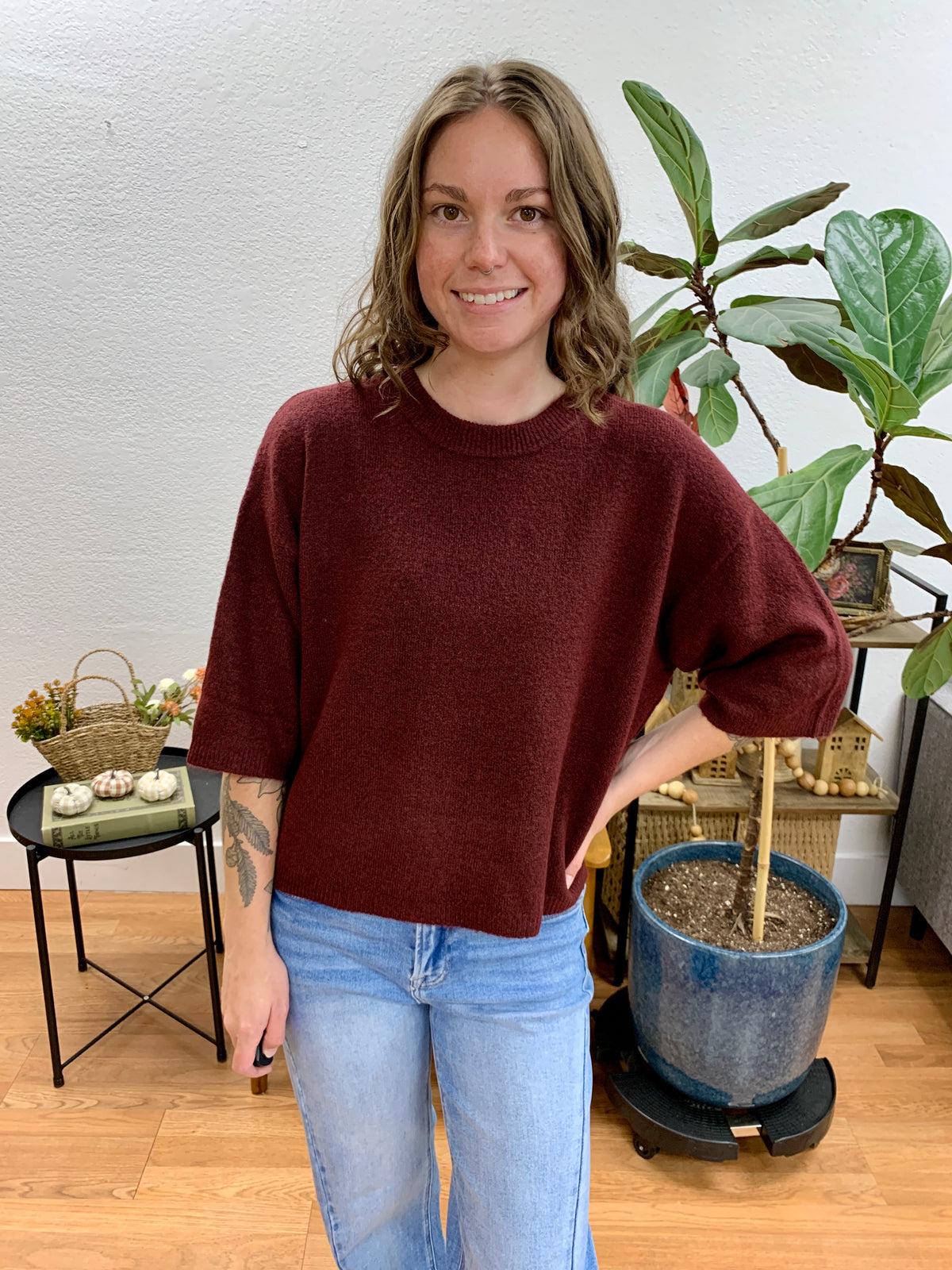 Redwood Heathered Boxy Pullover