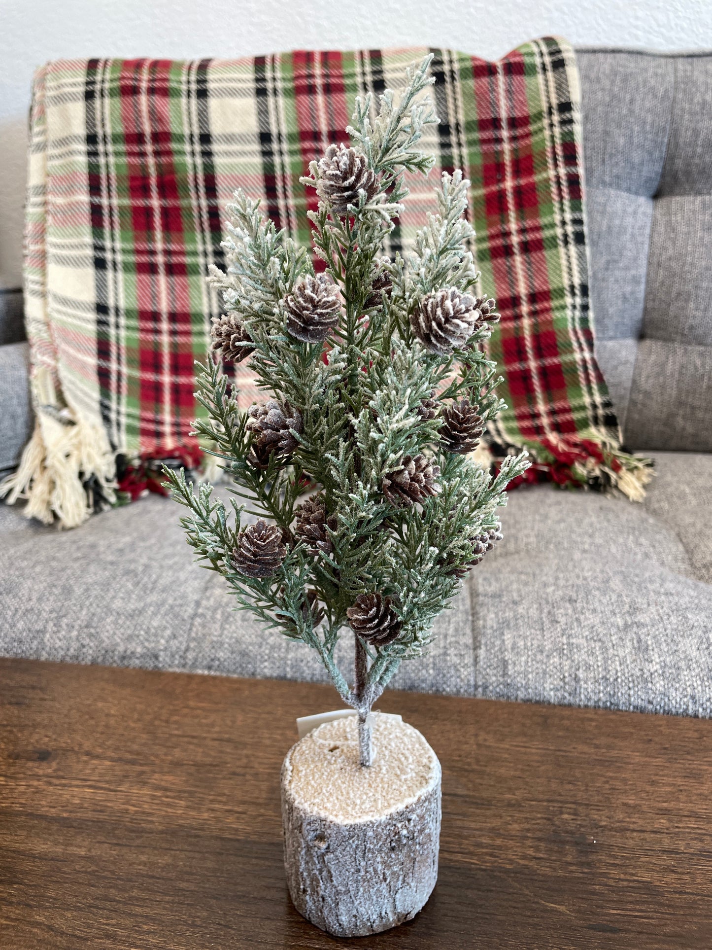 Flocked Pine Tree With Pinecones