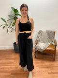 Black Raw Hem Pants