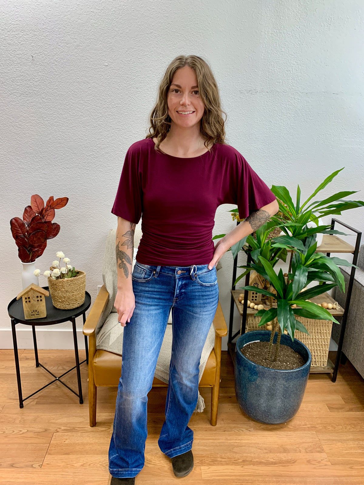 Risen Low Rise Flare Jeans
