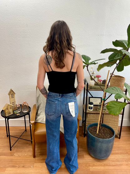 RISEN Waist Detail Wide Leg Jeans