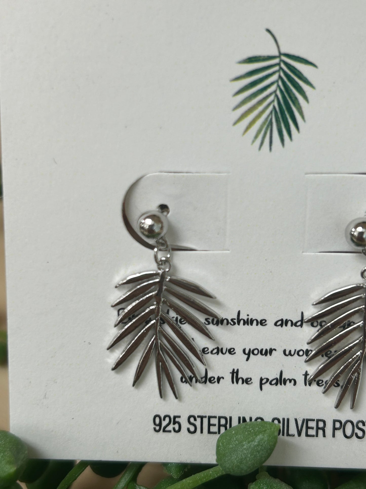 Dipped Fern Leaf Dangle Earrings