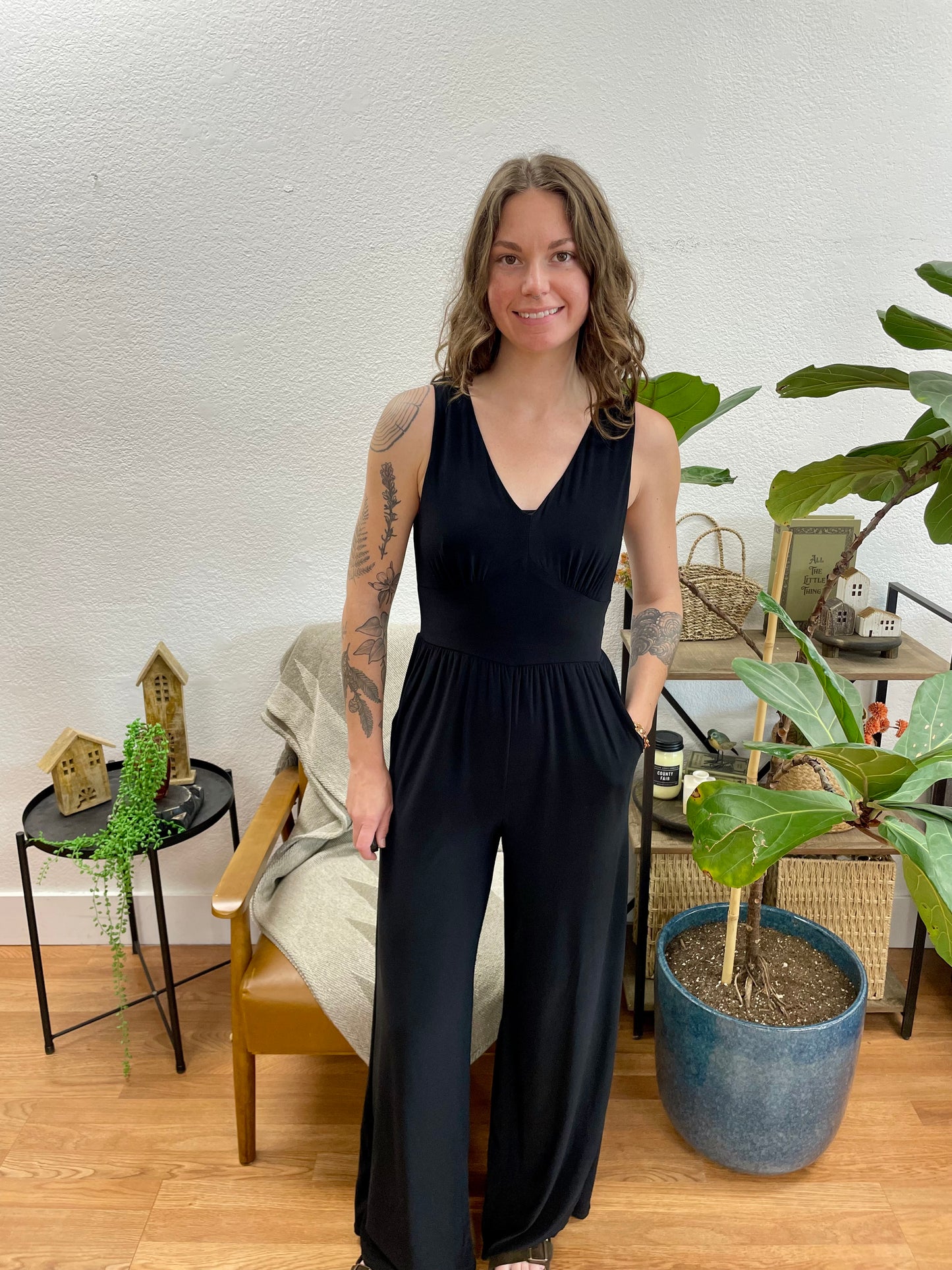 Black Wide Leg Corset Jumpsuit