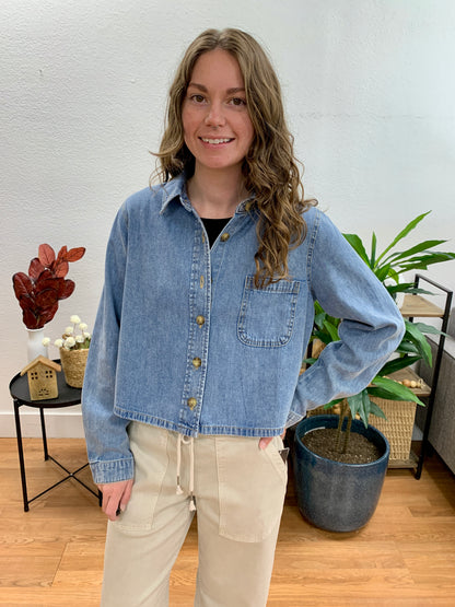 Denim Acid Wash Boxy Shirt