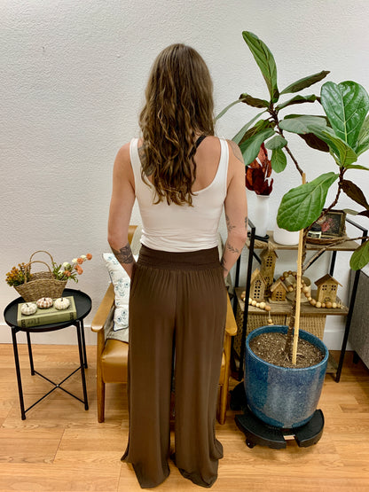 Brown Wide Smock Pants