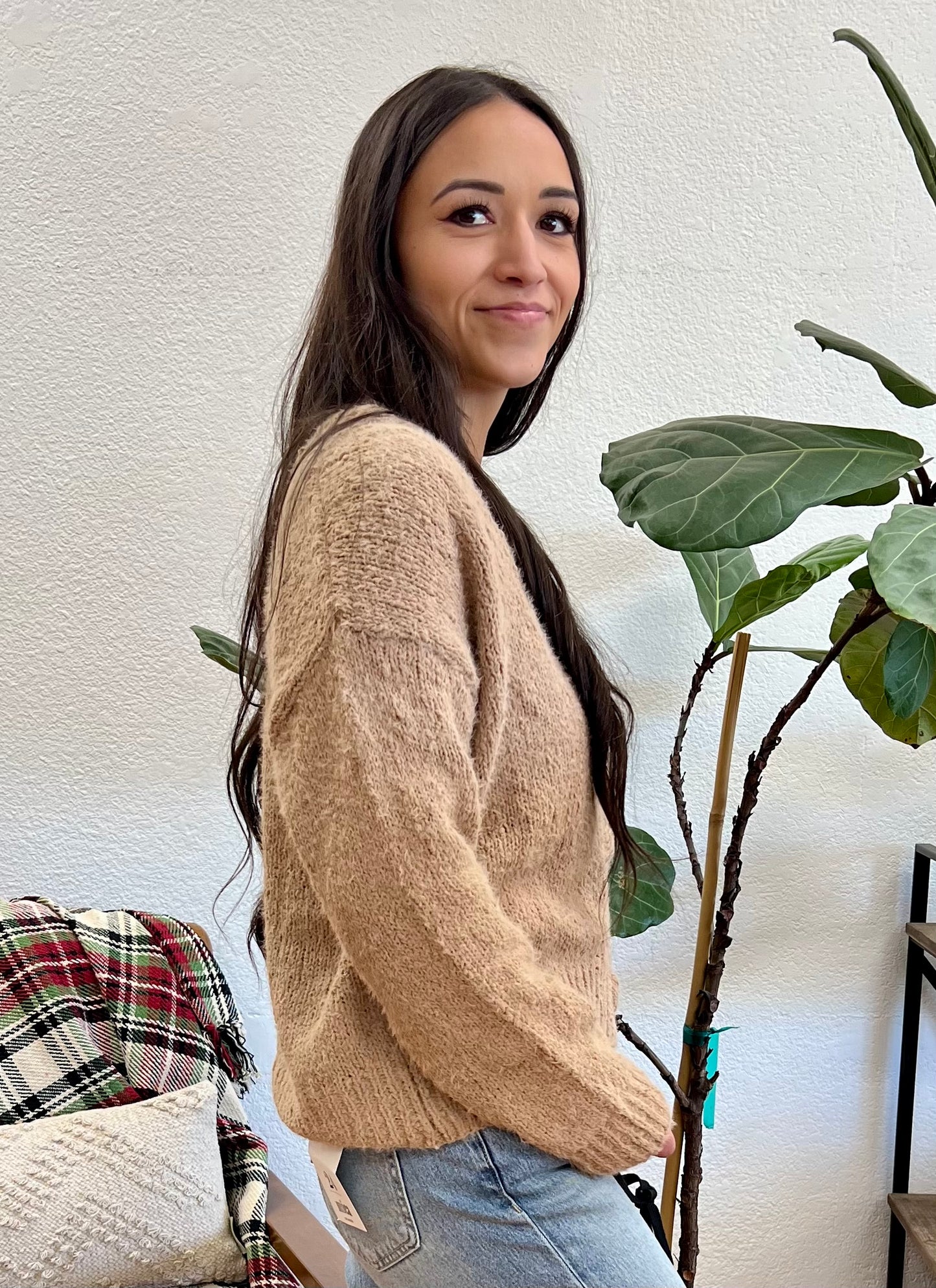 Brown Cozy Button Up Sweater