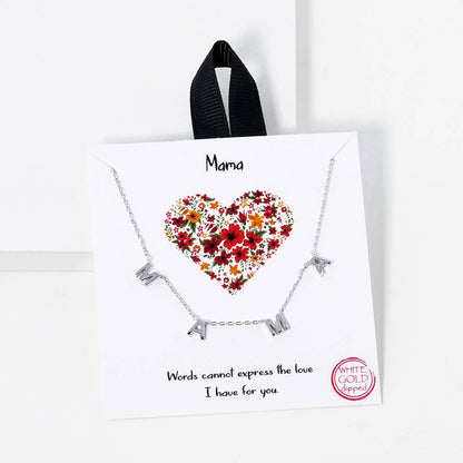 Silver MAMA Station Necklace
