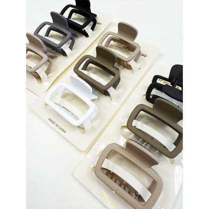 Neutral Color Medium Size  Rectangle Hair Claw Set