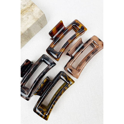 Leopard Cut Out Rectangle Hair Clips