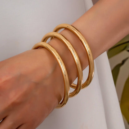Gold Chunky Triple Tube Bangle Set